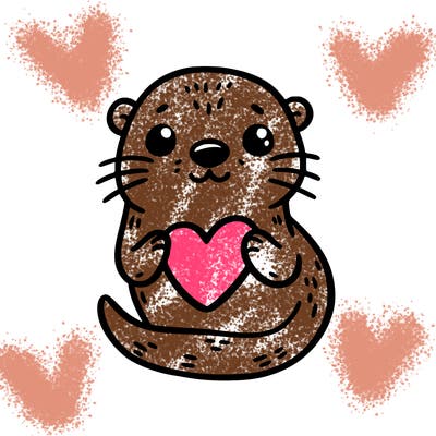 otter with a heart