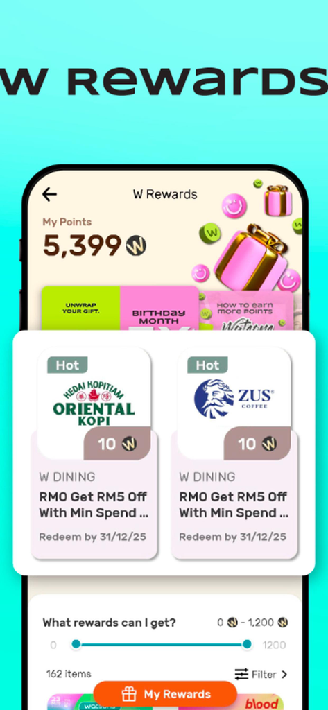 멤버 로열티 포인트와 사용 가능한 할인 바우처가 표시된 Watsons MY 앱 화면