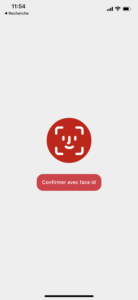 EgRegius - Écran d'authentification par reconnaissance faciale dans l'application EgRegius