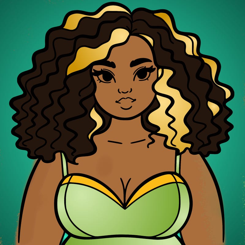 pretty plus sized woman with curly hair