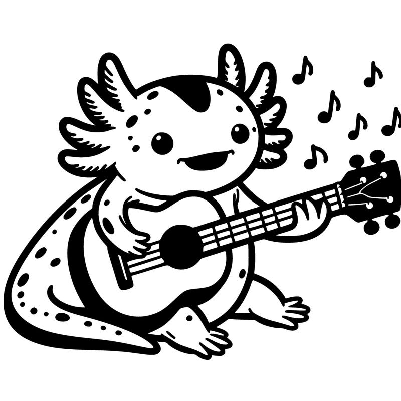 axolotl playing guitar