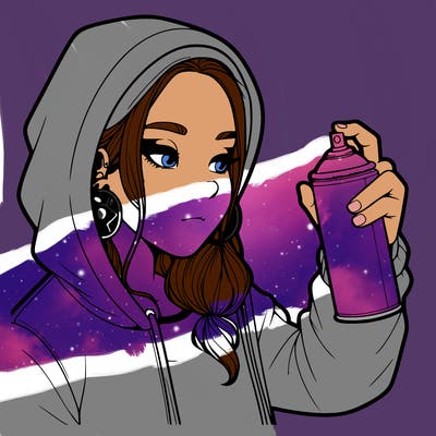 a realistic girl, spray painting