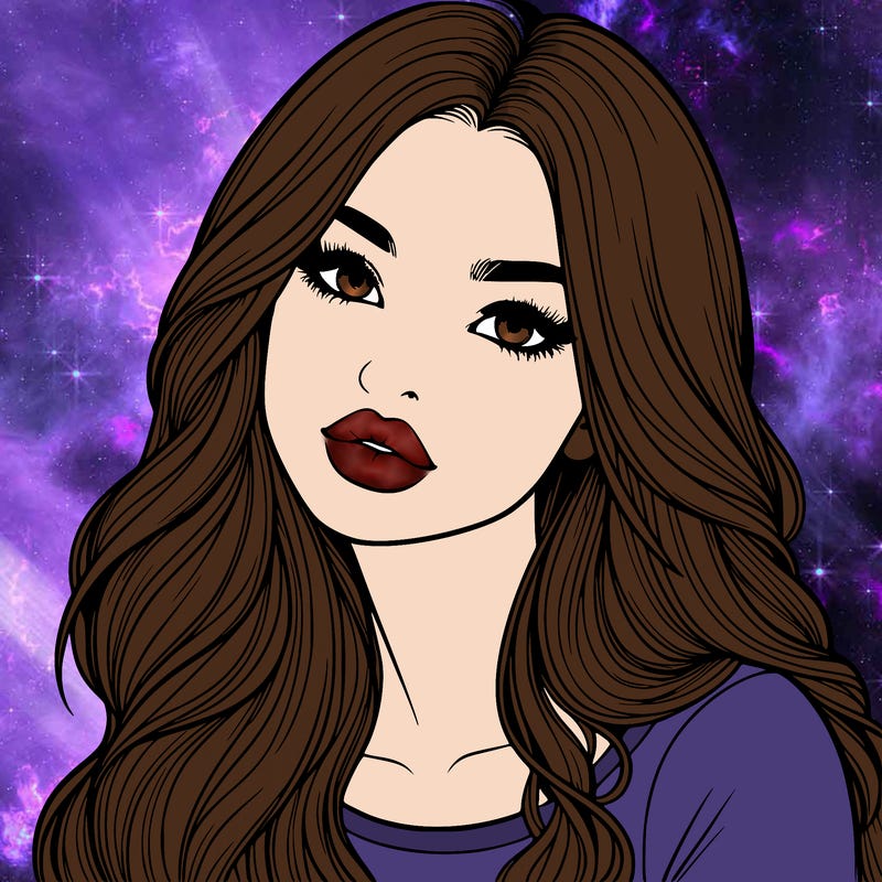 realistic girl with hair on her hair and lips