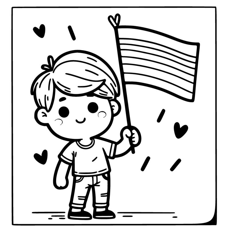 boy holding a pride flag
