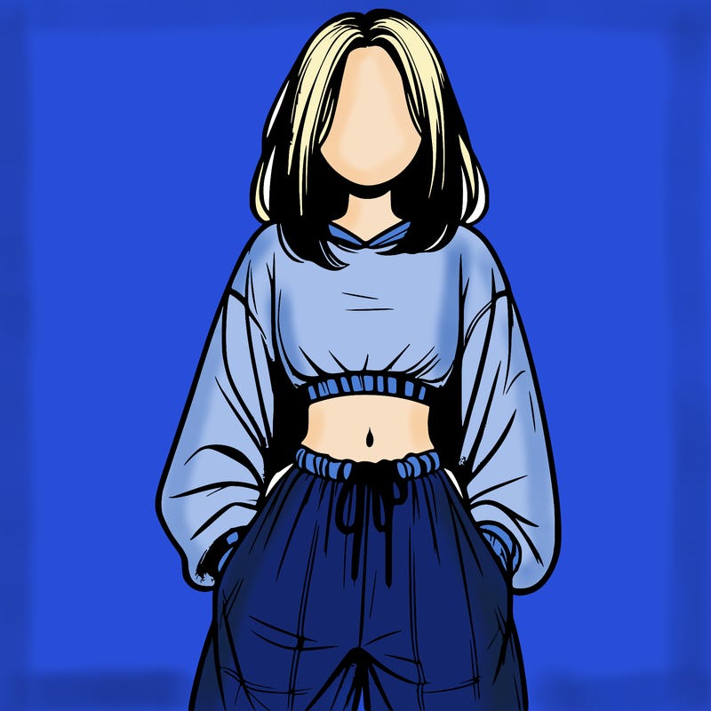 realistic girl faceless with baggy pants and a crop top