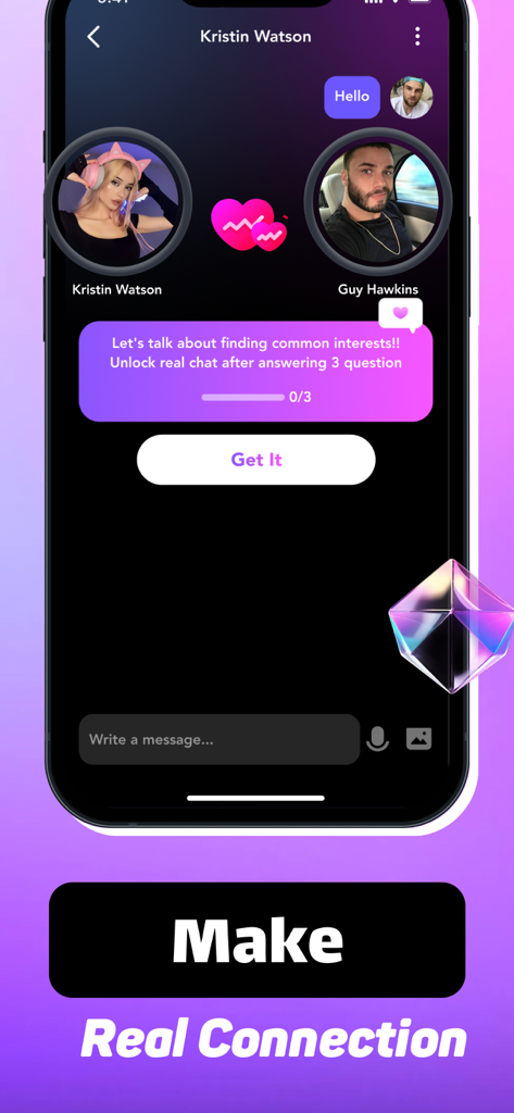 Yipee: Video Chat & Live Call - Yipee app chat interface featuring an icebreaker prompt to find common interests between users.