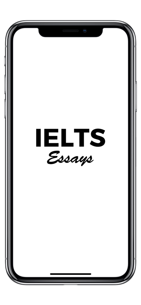 IELTS Essays mobile app splash screen displayed on a smartphone
