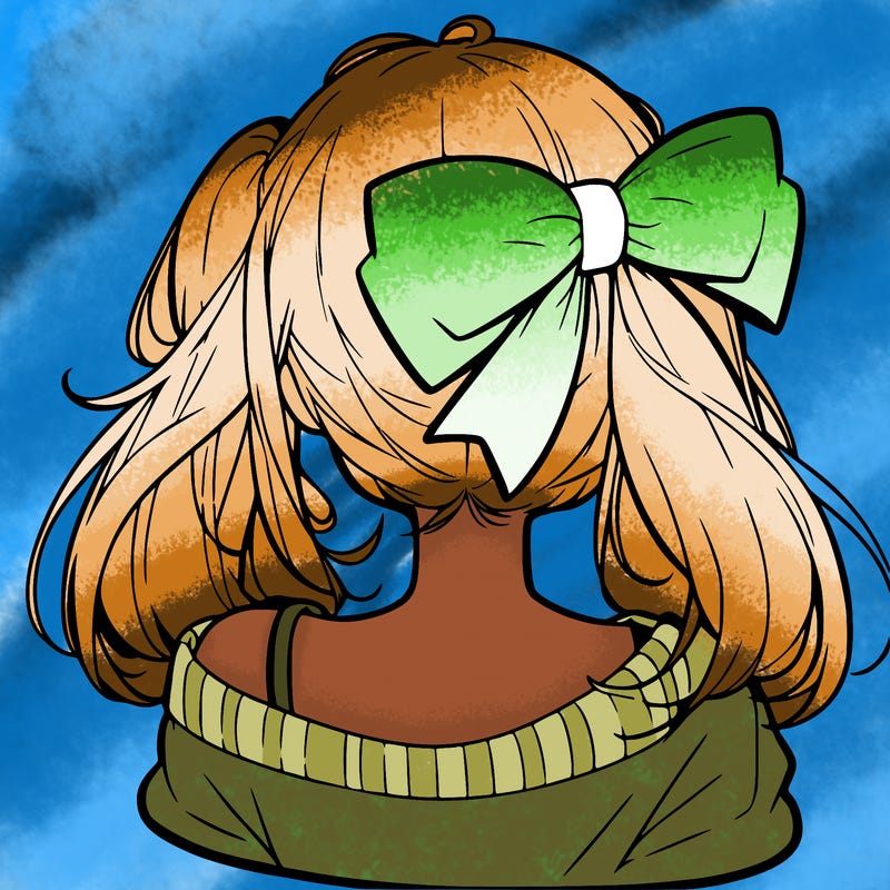anime girl with bow in back of hair