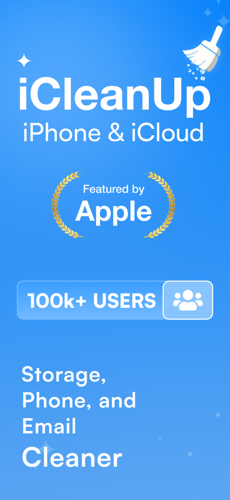 App pulitore di spazio di archiviazione per iPhone e iCloud di iCleanup con badge 'In primo piano' di Apple