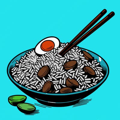 a realistic representation of a plate of chinese fried rice