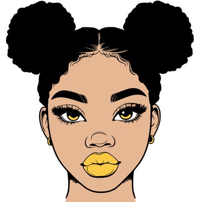realistic black woman with two buns
