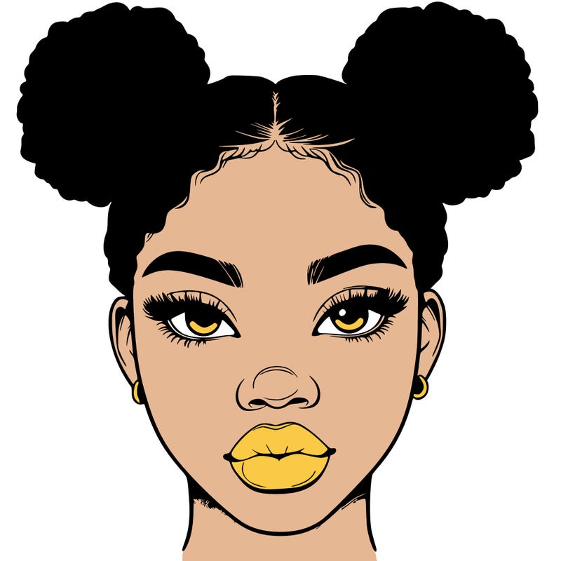 realistic black woman with two buns