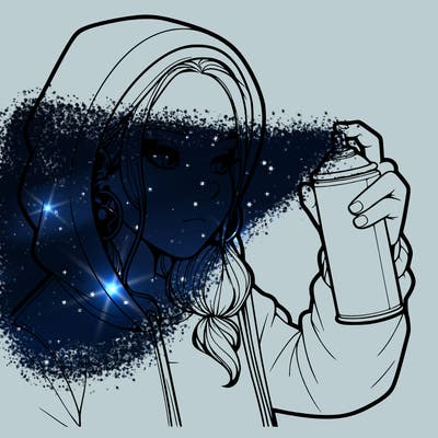 a realistic girl, spray painting