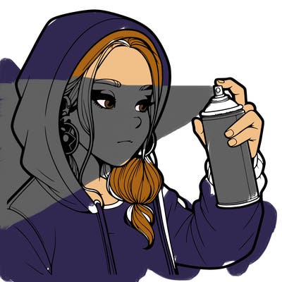 a realistic girl, spray painting