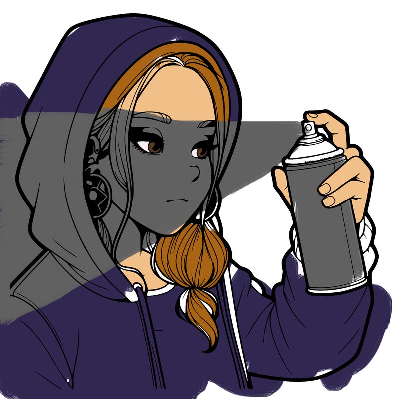 a realistic girl, spray painting