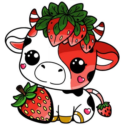 cute strawberry cow