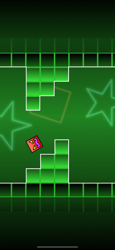 Block Dash Watch - Personaggio a quadrato rosso che salta attraverso ostacoli a blocchi verdi nel gameplay di Block Dash Watch