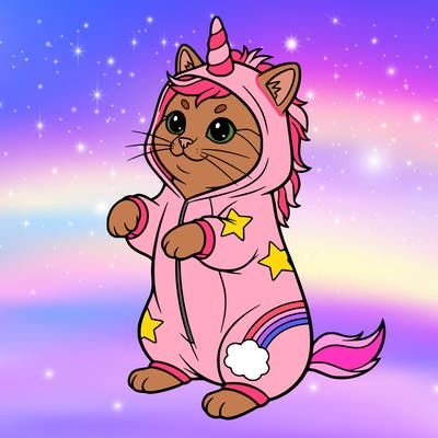 a cat in a unicorn onesie