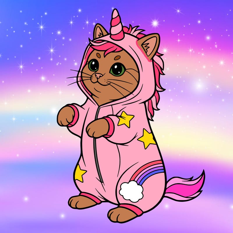 a cat in a unicorn onesie
