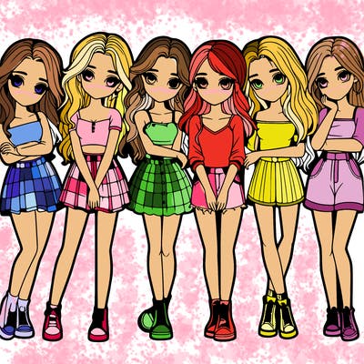 a group of girls realistic