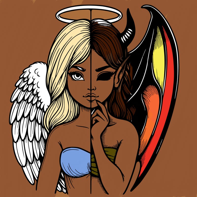 realistic angel half demon