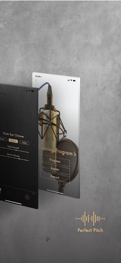 Interface of the Learn to Sing app showing training program options and studio vocal settings