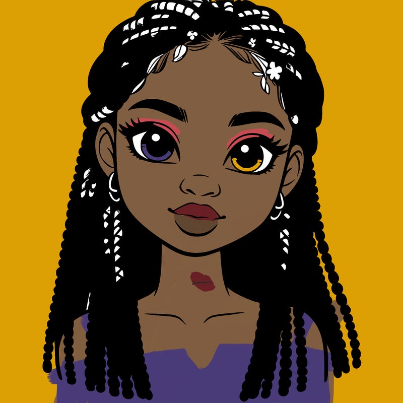 a realistic black girl with braids