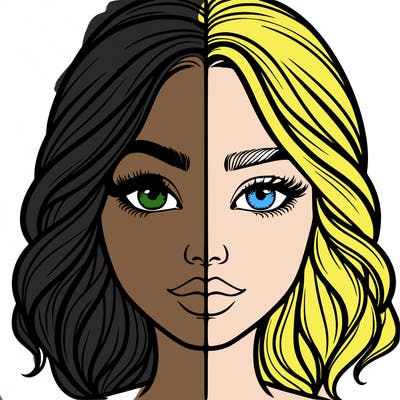 realistic girl split half