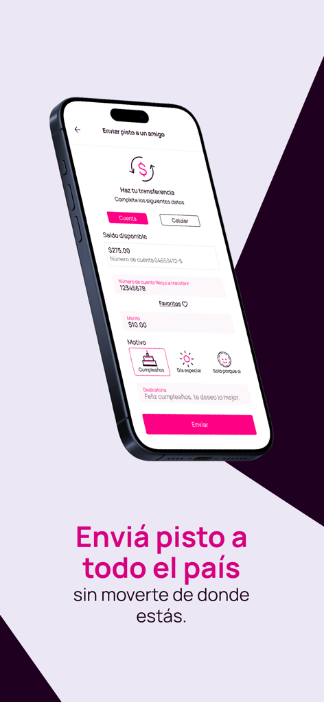 Nequi El Salvador - Interface móvel do aplicativo Nequi El Salvador mostrando o processo de envio de dinheiro digitalmente para amigos e familiares.