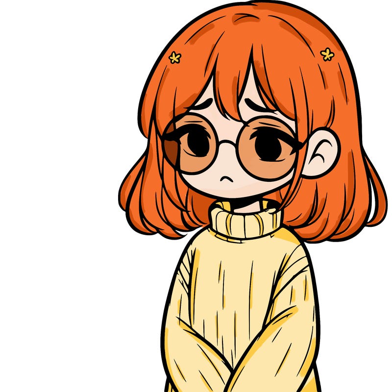 sad girl with glasses in a sweater