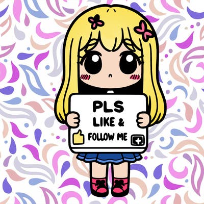 girl holding a sign that says pls like and follow me