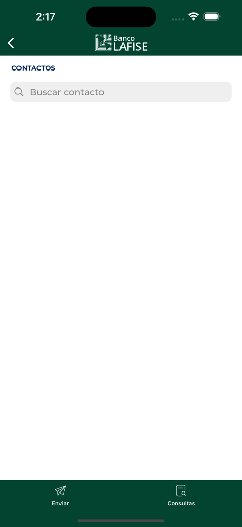 SINPE MOVIL LAFISE - SINPE MOVIL LAFISE app contacts search screen