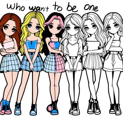 a group of girls realistic