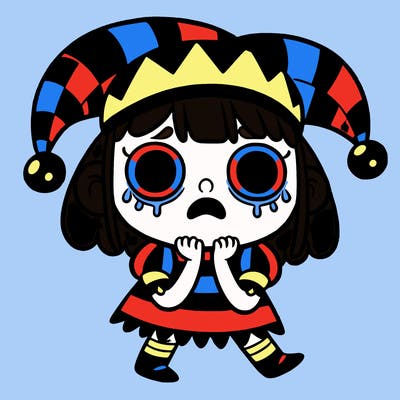 scared jester girl