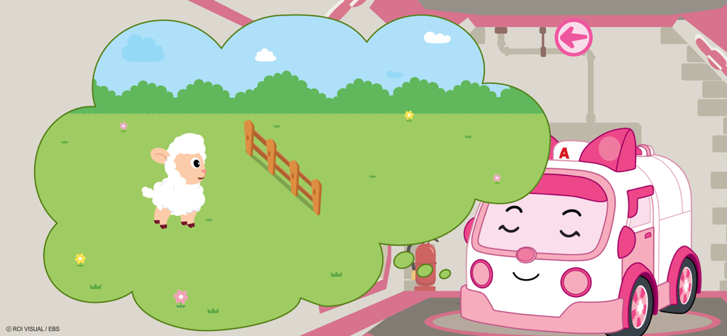 Robocar Poli New Adventures - Amber the ambulance dreaming of counting sheep in a green field