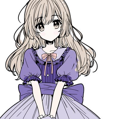 anime girl in a dress smiling