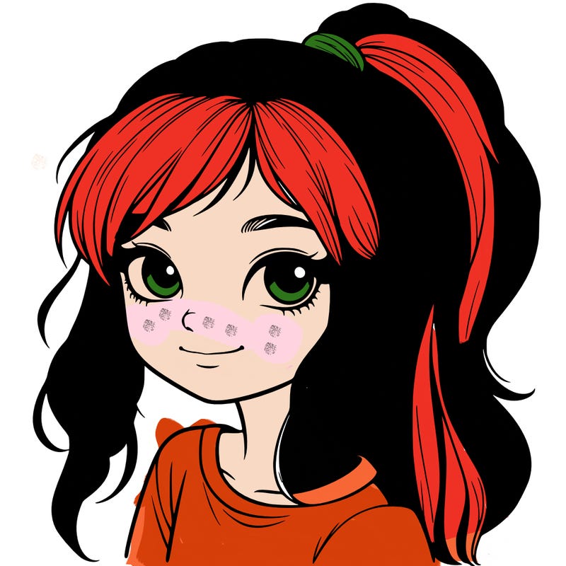 realistic girl with ponytail