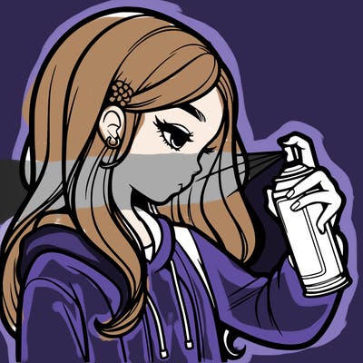 a realistic girl spray painting