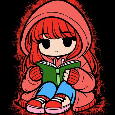 girl in oversized hoodie reading a book