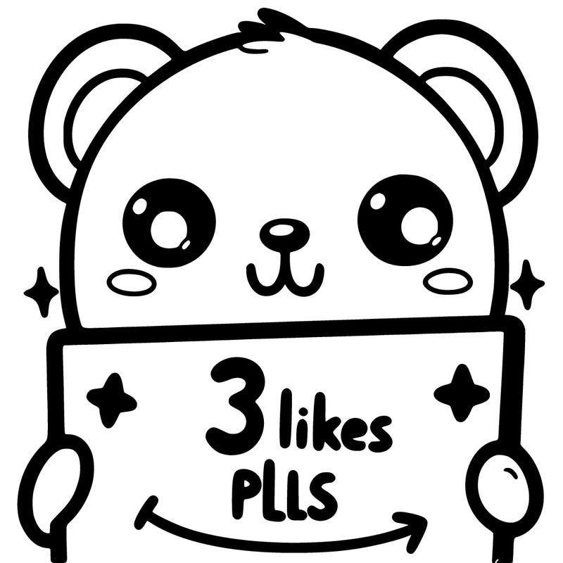 a cute bear holding a sign saying 3 likes pls