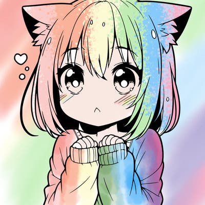 shy anime catgirl
