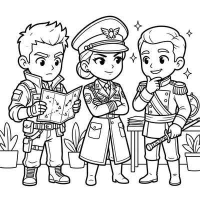Ignite young imaginations with this exciting coloring page featuring famous military strategists! Kids will love bringing these brave leaders and their strategic world to life with vibrant colors.
