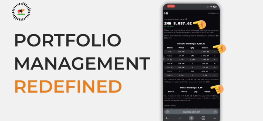 SBZ Digital - SBZ Digital app interface showcasing redefined portfolio management with stock holdings and values