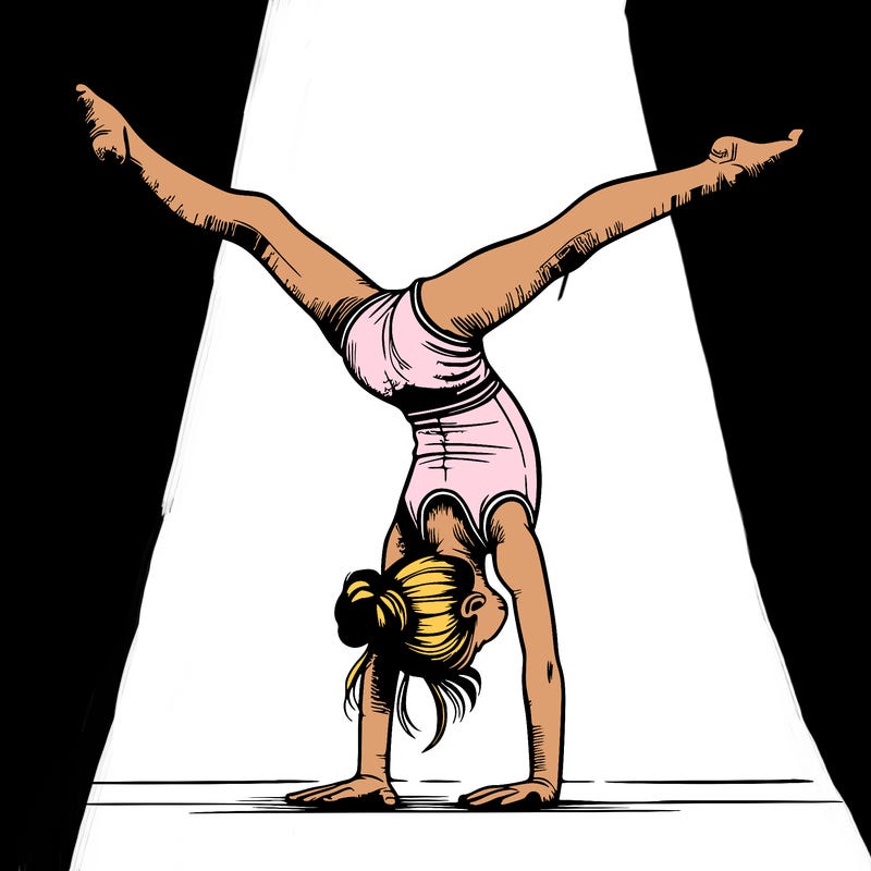 realistic gymnastic hand stand girl in four splits