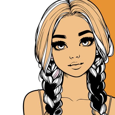 realistic girl with braids