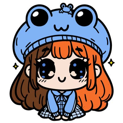 cute girl with frog hat