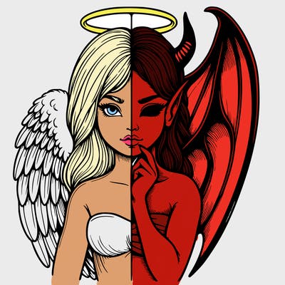 realistic angel half demon