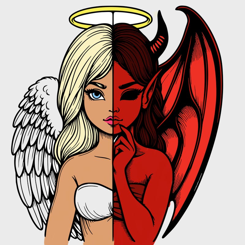 realistic angel half demon