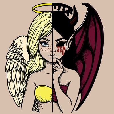 realistic angel half demon