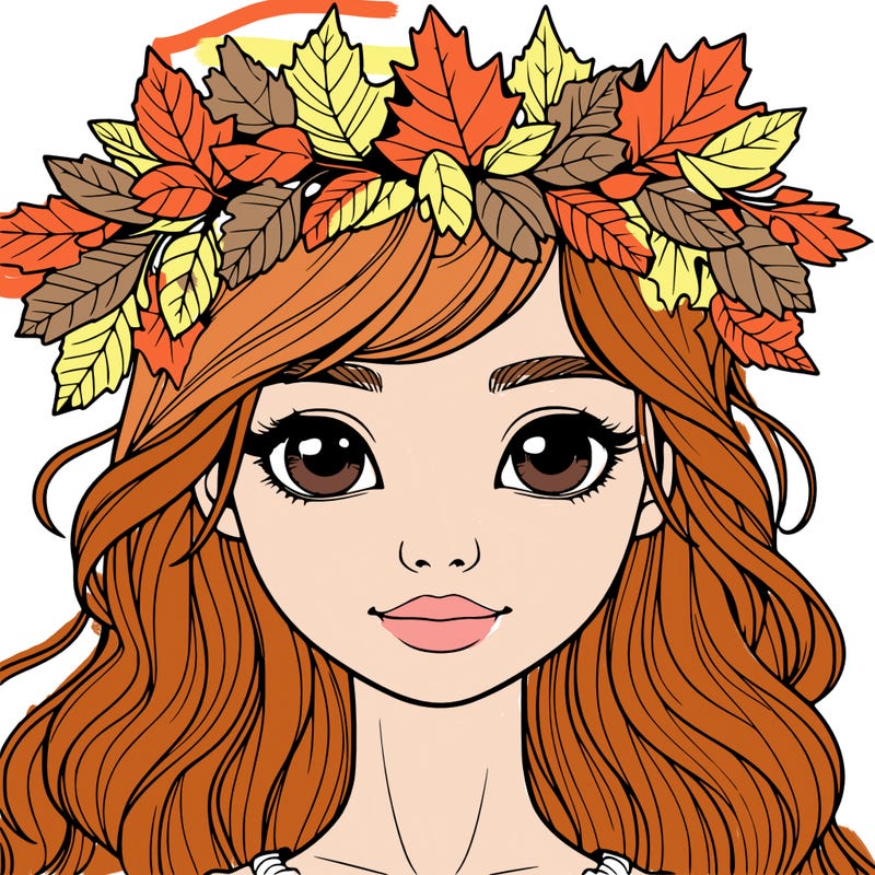 realistic girl with fall leaf crown